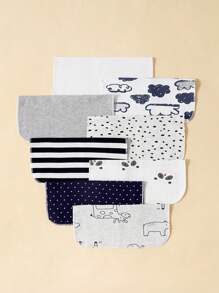 momscare 8入組嬰兒圍兜和多功能方形毛巾，8入組柔軟吸水喂養毛巾，可用於新生兒和嬰兒 - 可愛設計嬰兒毛巾，帶圍兜和手帕 - 完美嬰兒淋浴派對禮物，適用於對皮膚敏感的男孩和女孩 - 彩色 - 查看 6