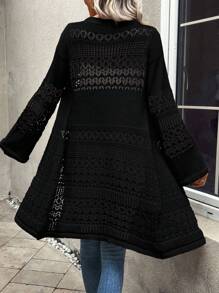 EMERY ROSE Hollow Out Casual Design Cardigan Fall Winter Cloth For Women