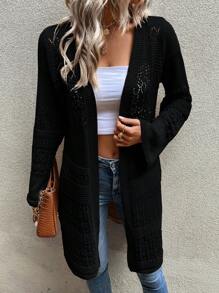 EMERY ROSE Hollow Out Casual Design Cardigan Fall Winter Cloth For Women