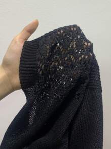 EMERY ROSE Hollow Out Casual Design Cardigan Fall Winter Cloth For Women