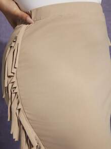 SHEIN SXY Falda de lápiz ribete con fleco - Albaricoque - Ver 8