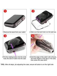 2入組全覆蓋屏幕保護膜適用於Apple Watch - 粉色 - 查看 3