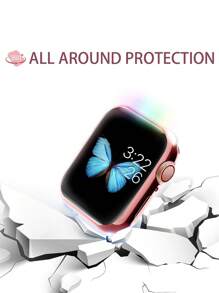 2入組全覆蓋屏幕保護膜適用於Apple Watch - 粉色 - 查看 4