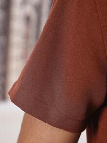 Manfinity Homme Men Solid Button Up Pocket Patched Shirt - Coffee Brown - View 6