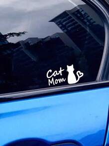 1 Pegatina Para Coche 'mamá Gato' - Blanco - Ver 1