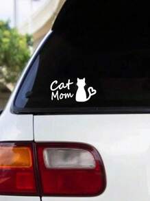 1 Pegatina Para Coche 'mamá Gato' - Blanco - Ver 2