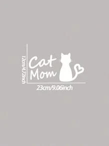 1 Pegatina Para Coche 'mamá Gato' - Blanco - Ver 3