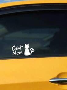 1 Pegatina Para Coche 'mamá Gato' - Blanco - Ver 4