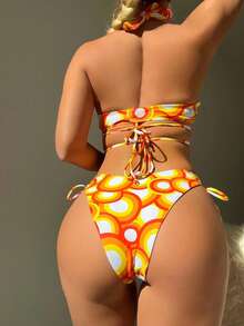 Bộ Bikini Nữ Thắt nút Buộc lại Trọn gói Tất cả trên in Boho - Nhiều màu - Xem 2