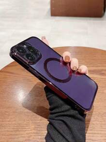 全新 CD 镂空带镜头膜手机壳适用于 16/16 Pro/16 Pro Max/16E，磁性软保护套，防摔外壳，适合女性 - 紫色 - 查看 2