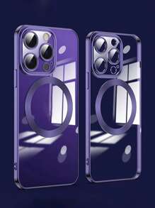 全新 CD 镂空带镜头膜手机壳适用于 16/16 Pro/16 Pro Max/16E，磁性软保护套，防摔外壳，适合女性 - 紫色 - 查看 3