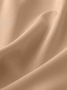 SHEIN Clasi Plus Size Women's Solid Color Buttoned Half Sleeve Dress With Turn-Down Collar Fall Cloth For Women - Khaki - View 3