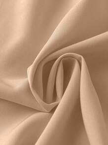 SHEIN Clasi Plus Size Women's Solid Color Buttoned Half Sleeve Dress With Turn-Down Collar Fall Cloth For Women - Khaki - View 4