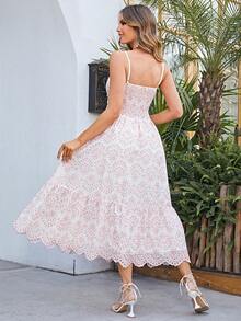 Simplee Đầm Sò điệp Chia Tranh thêu Tất cả trên in Boho - Nhiều màu - Xem 2