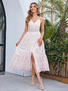 Simplee Đầm Sò điệp Chia Tranh thêu Tất cả trên in Boho - Nhiều màu - Xem 3