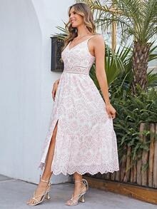 Simplee Đầm Sò điệp Chia Tranh thêu Tất cả trên in Boho - Nhiều màu - Xem 6