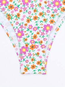 Swim Mod Summer Beach Ditsy Floral Print Bandeau Bikini Set - Multicolor - View 7