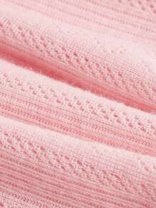 ROMWE Kawaii Lace Trim Lace Up Front Tee - Pink - View 2