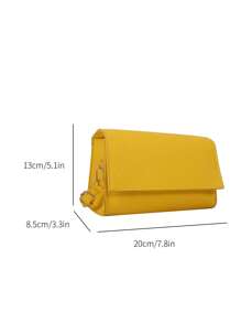 Mini Rhombus Pattern Square Bag Yellow Fashionable Flap Shoulder Bag - Yellow - View 3