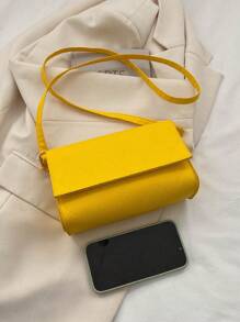 Mini Rhombus Pattern Square Bag Yellow Fashionable Flap Shoulder Bag - Yellow - View 7