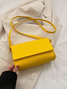 Mini Rhombus Pattern Square Bag Yellow Fashionable Flap Shoulder Bag - Yellow - View 8