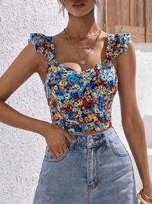 Soleia Áo nữ Lộ Lưng Xù Buộc lại Họa tiết hoa Boho - Nhiều màu - Xem 2