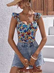 Soleia Áo nữ Lộ Lưng Xù Buộc lại Họa tiết hoa Boho - Nhiều màu - Xem 5