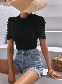 SHEIN Essnce Áo thun nữ màu trơn Giải trí - màu đen - Xem 4