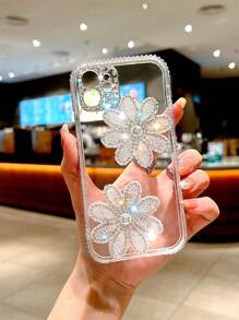 水钻花朵装饰手机壳，国际版，非国内版 - 彩色 - 查看 2