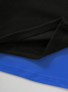 SHEIN Unity 高低下擺短款T恤和字母圖案吊帶連體短褲 - 彩色 - 查看 6