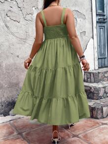 Breezaya 大碼荷葉邊吊帶連衣裙 - 綠色 - 查看 2