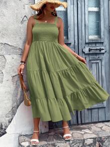 Breezaya 大碼荷葉邊吊帶連衣裙 - 綠色 - 查看 6