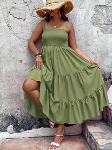 Breezaya 大碼荷葉邊吊帶連衣裙 - 綠色 - 查看 8