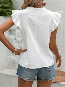 SHEIN LUNE Áo sơ mi nữ Xù Thêu Hoa Boho - trắng - Xem 2