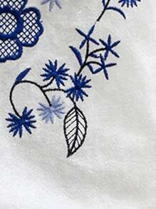 SHEIN LUNE Áo sơ mi nữ Xù Thêu Hoa Boho - trắng - Xem 6