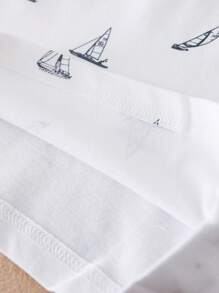 Boys Sailboat Print Contrast Trim Polo Shirt - White - View 5