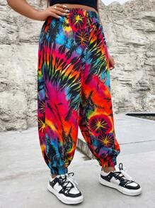 Flirla 大碼印花彈性腰帶長褲 - 彩色 - 查看 6