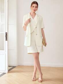 MOTF PREMIUM CROPPED DOUBLE-BREASTED WAISTCOAT - Beige - View 6