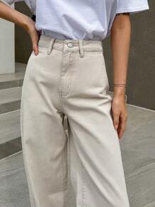 DAZY Solid Straight Leg Jeans - Beige - View 4