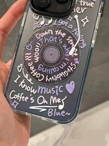 1pc English Record Tpu Phone Case, Shockproof, Compatible With IPhone 15 Pro Max, 14, 13/12, Cool And