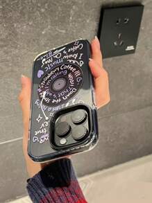 1pc English Record Tpu Phone Case, Shockproof, Compatible With IPhone 15 Pro Max, 14, 13/12, Cool And
