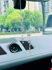 水鑽蝴蝶裝飾汽車掛飾 - 銀色 - 查看 1