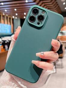 Plain Anti-fall Phone Case - Dark Green - View 3