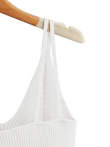 SHEIN Unity Áo dệt kim nữ Gân đan màu trơn Giải trí - trắng - Xem 4