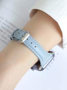 Dây đeo đồng hồ PU cứng cáp, tương thích với Apple Watch 42mm, 38mm, 40mm, 41mm, 44mm, 45mm, 46mm, 49mm, dây đeo thay thế thời trang cho đồng hồ thông minh, phù hợp với các dòng Ultra2, Ultra SE2, SE 11, 10, 9, 8, 7, 6, 5, 4, 3, 2, 1 và nhiều dòng khác, phiên bản dành cho nữ, có thể dùng làm quà tặng tựu trường cho học sinh. - Màu xanh nhạt - Xem 3
