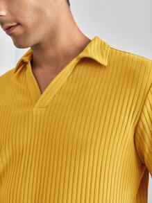 GENTILAND 男士條紋針織POLO衫 - 芥末黃 - 查看 6