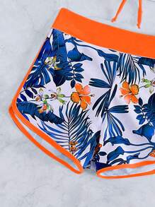 Swim SPRTY Summer Beach Tropical Print Halter Bikini