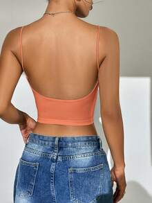 SHEIN Essnce 情人节约会性感露背吊带背心 - 珊瑚橙 - 查看 3