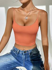 SHEIN Essnce 情人节约会性感露背吊带背心 - 珊瑚橙 - 查看 6