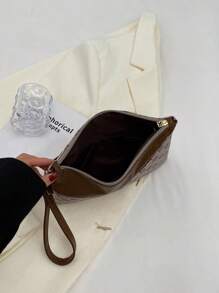 幾何圖案方包中號拉鍊帶腕帶手拿包，手拿包復古，簡約，經典皮革迷你包，小包女式，女士，情侶旅行，工作和辦公室，週末和假期 - 彩色 - 查看 7